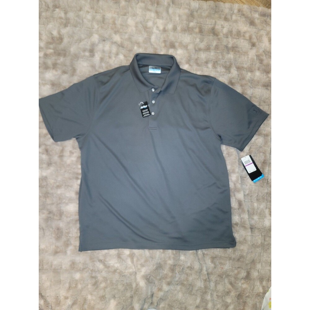 NWT PGA Tour Airflux XXL Mens Golf Shirt Grey Polo Short Sleeve